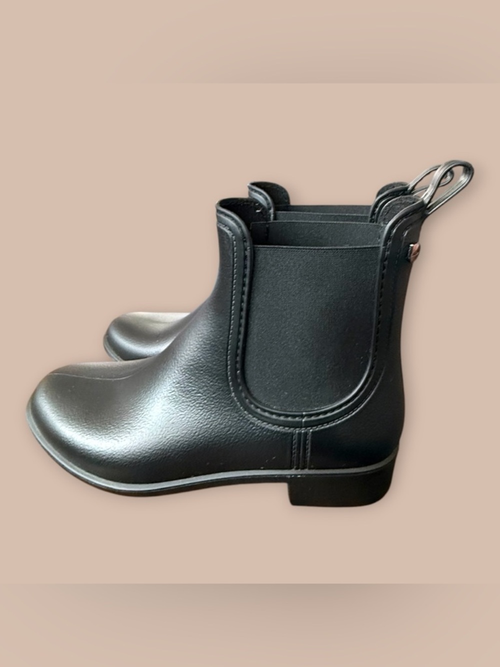 ALDO‎ Black Chelsea Rain Boots Women Size 39 US 8.5 Waterproof Ankle Boot